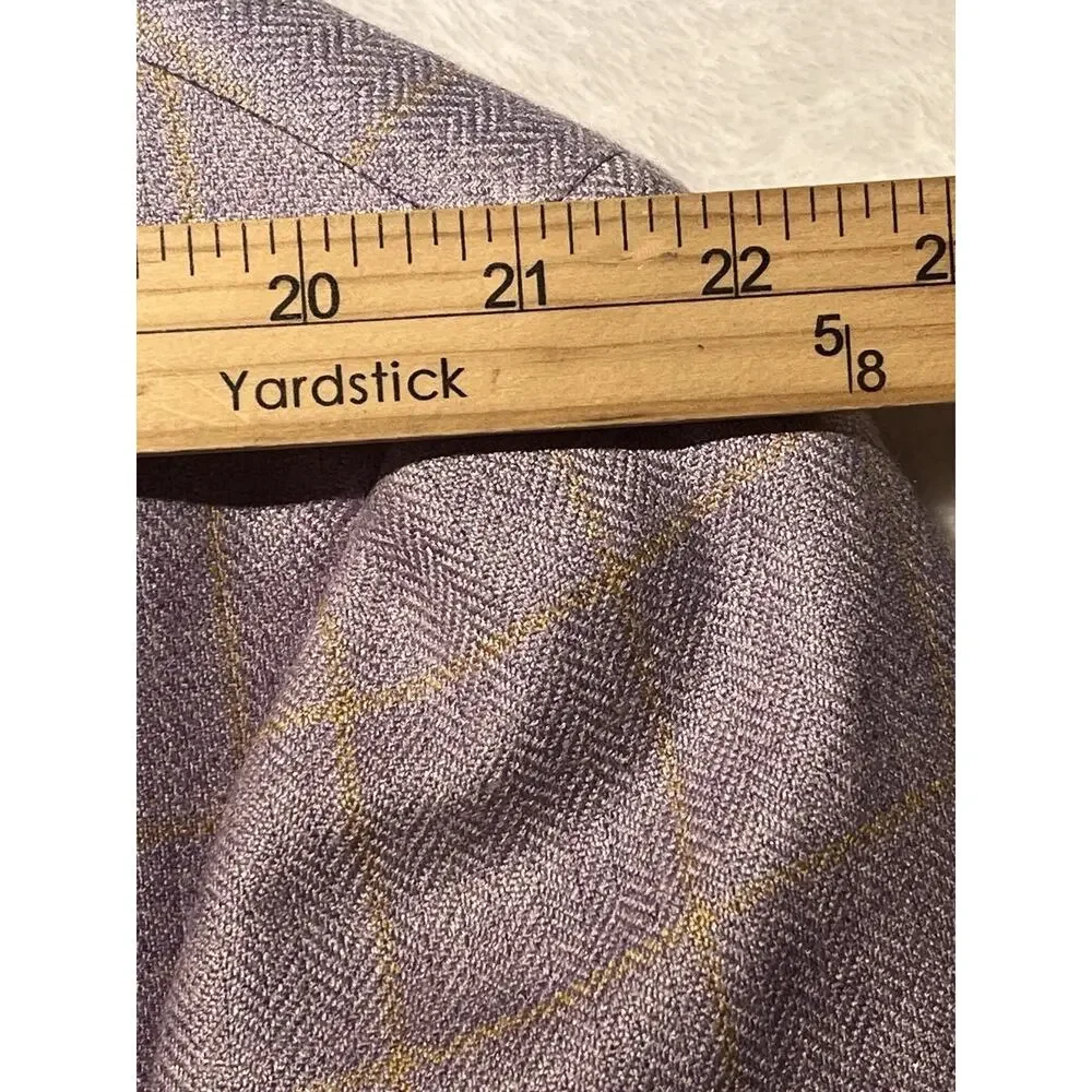 Paul Fredrick Blazer 50R Purple Lavender Camel Gold Plaid Herringbone Silk Wool